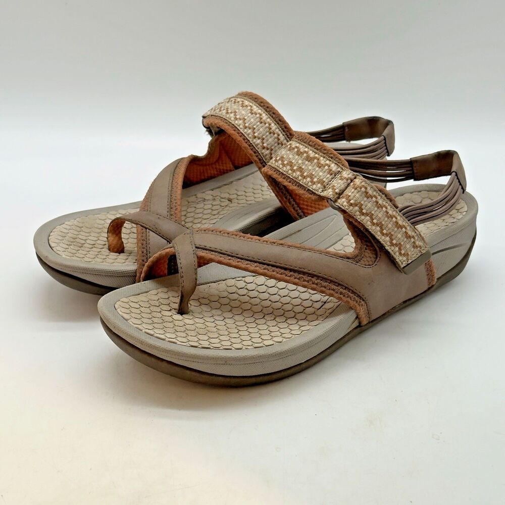 BareTraps Danique Platform Sandals Women's 8M Tan & Gray Strappy Comfort Wedge